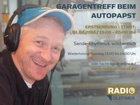 Garagentreffen beim Autopapst: Erstsendung am 01.02.2016 von 19:00-20:00 Uhr, anschlißend wöchentlich neue Folgen, Wiederholungen laufen Sonntag von 13:00 bis 14:00 Uhr